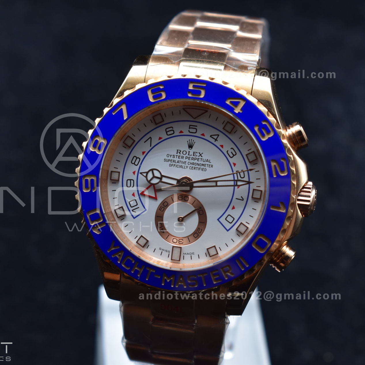 YachtMaster II 116685 RG Blue Ceramic GMF 1:1 Best Edition on RG Bracelet A7750